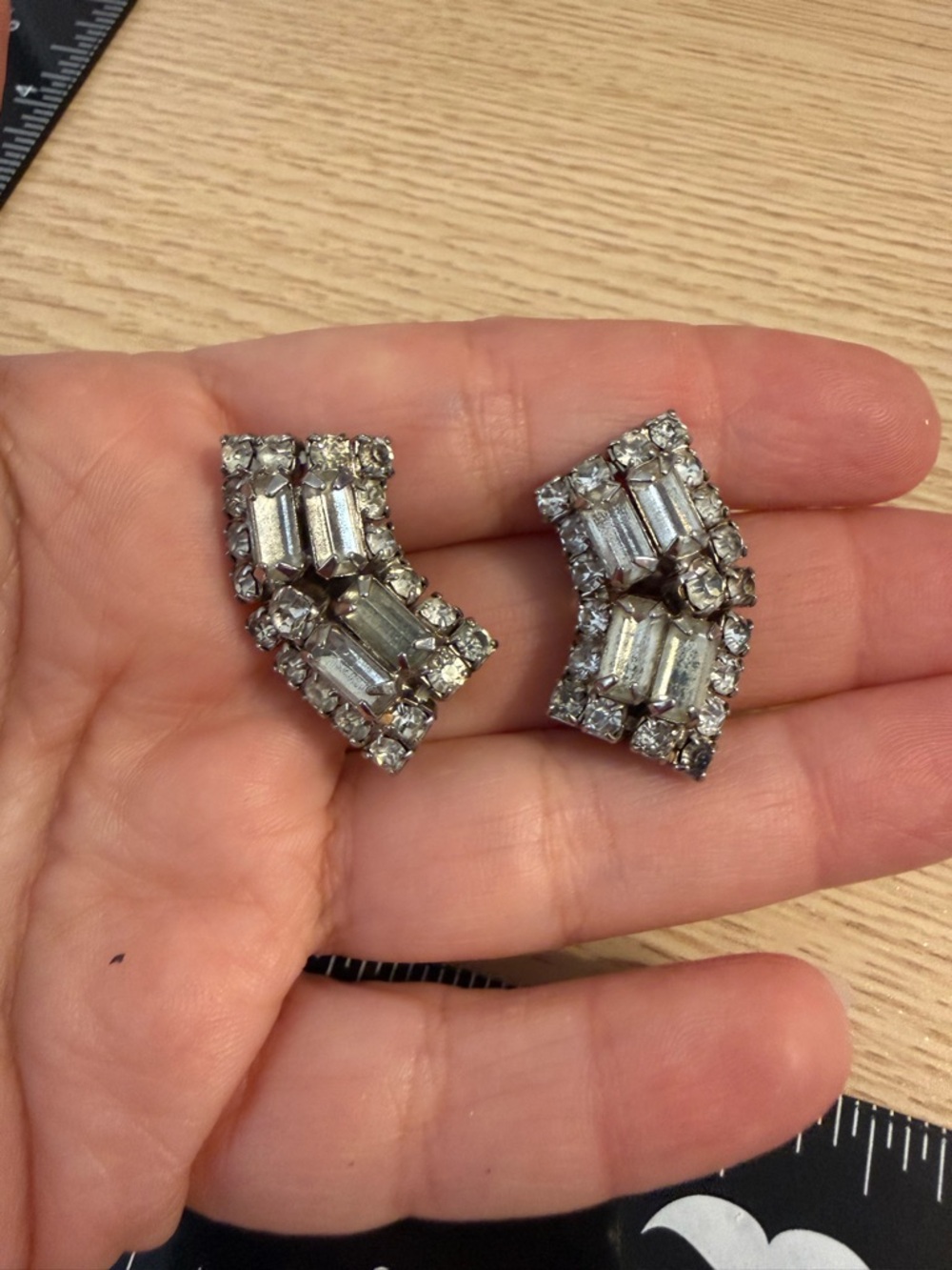 Elegant Crystal Clip-On Earrings - Silver Tone